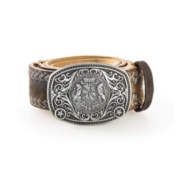 Traditional Costume Belt with Embroidery - Genuine Leather Belt, Original Schöneberger Trachten Leather Lederhosen Belt - Various Models and Colours - 58-60