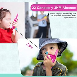 Walkie Talkies para Niños, 2Pzs Walkie Tokis Niños con Linterna y LCD Retroiluminada, Walkie Talkie Largo Alcance de Radio 22 Vías para Camping, Regalo Navidad Juguete para Niño y Niña 3-14 Años, Rosa