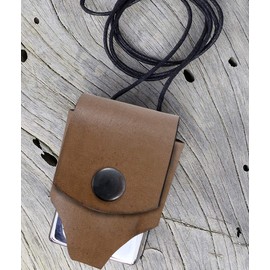 Ebsem - Funda para encendedor de piel auténtica de alta resistencia, hecha a mano, accesorios (cordón para el cuello, color marrón vintage)
