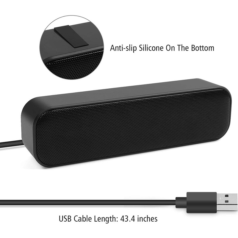 NOMOY USB Computer Speaker,Mini Portable Soundbar with 3D Surround Stereo,USB