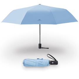 Mustarpicking Windproof Compact Travel Umbrella Auto Open/Close - Premium Fiberglass Frame for Rain & Sun Protection - Lightweight Mini Umbrella Fits Purse, Backpack, Car (Blue)