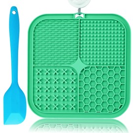 Kwispel Lick Mat for Dogs, Large Dog Lick Mat with Suction Cups for Anxiety, Peanut Butter Dog Licking Mat Slow Feeder Dispensing Treater Lick Pad for Dogs Cats Grooming Bathing and Training (Green)
