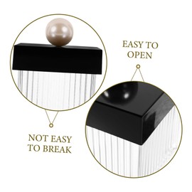 FELTECHELECTR Cotton Swab Organizer with Lid Elegant Acrylic Storage Box for Makeup Pads Cotton and Jewelry Versatile Home for Bathroom Dresser and Vanity