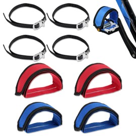 4 Pairs Bike Pedals Straps, Adjustable Universal Toe Clips Cycling Pedal Straps, Bicycle Feet Strap Bike Pedal Footrest Strips Bicycle Pedal Strap Foot Strap for Fixed Bike Pedal