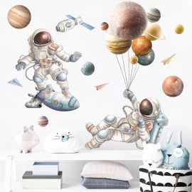 DaraBaby Vinil Decorativo Astronauta Nave Planetas Cuarto Niño Bebé