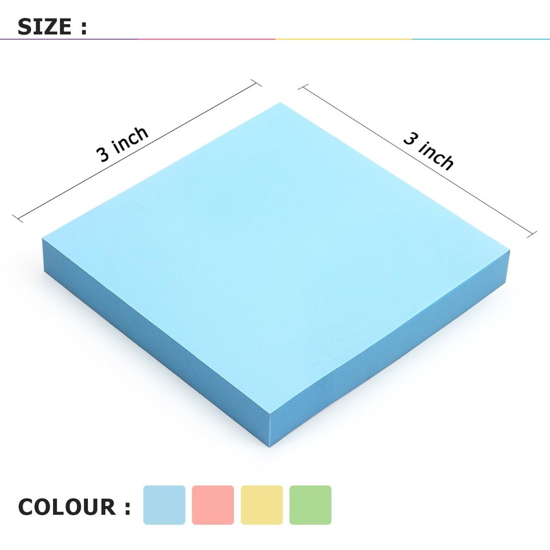 Sticky Notes 3x3 Self-Stick Notes Bright Colors Sticky Notes 4
