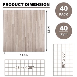 AKOLAFE 40 Sheet Vinyl Flooring 12x12 Peel and Stick Floor Tile Waterproof Clearance Vinyl Floor Tiles Striated Wood Self Adhesive Floor Tiles Sticky Laminate Flooring for Bathroom Kitchen Basement RV