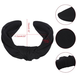 Santoddle Black Knot Headband for Women Knotted Head Bands Non Slip Wide Head Band Fashion Head Bands Knot Headband for Women