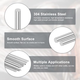 M METERXITY 5-Pack 304 Stainless Steel Solid Round Rod, 5x200mm Metal Solid Shaft Rods for DIY Craft/Model Car/Helicopter Airplane/Metal Working, Lathe Bar Smooth Stock [0.2x7.87IN]