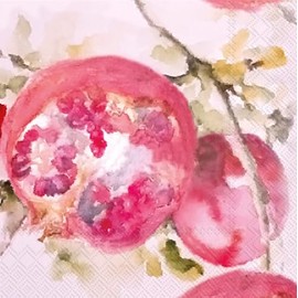 IHR Ideal Home Range Cocktail Napkins Mangiacotti Disposable 3-Ply Paper Party Napkin Pack, 5" x 5", Pomegranate, 20-Count