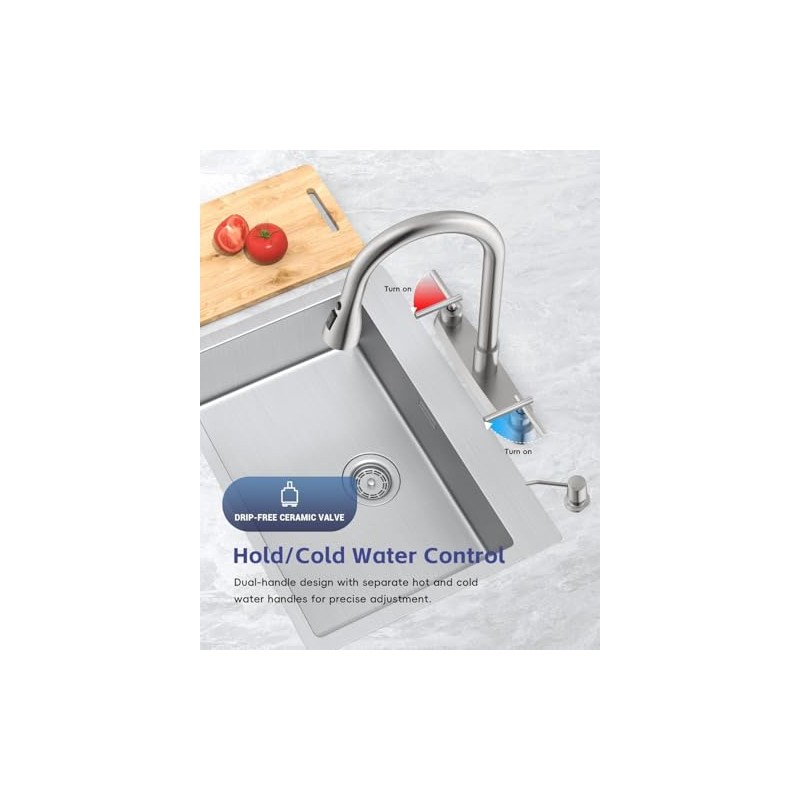 APPASO 2 Handle Kitchen Faucet with Sprayer, 4-Hole Kitchen Faucet