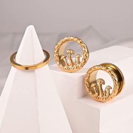 Vankula Ear Tunnel 1 Pair Double Flared Flesh Plugs Mushroom Stainless Steel for Men Women Ear Piercing Stretched Jewellery 8 mm to 25 mm, Metal