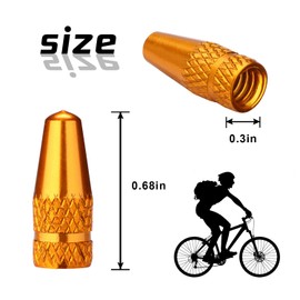 Gold Presta Valve Caps Aluminum Anodized Tire Air Dust Stem Covers for MTB Mountain, Road, Hybrid, Fat Bikes - Used on French Valves (4 Pack)