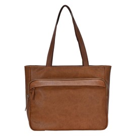 MMS Brands Harper Travel Tote (Tan) - Vegan Leather Spacious Tote for Women - Ideal for Work & Travel - 17.5" L x 5" W x 12" H