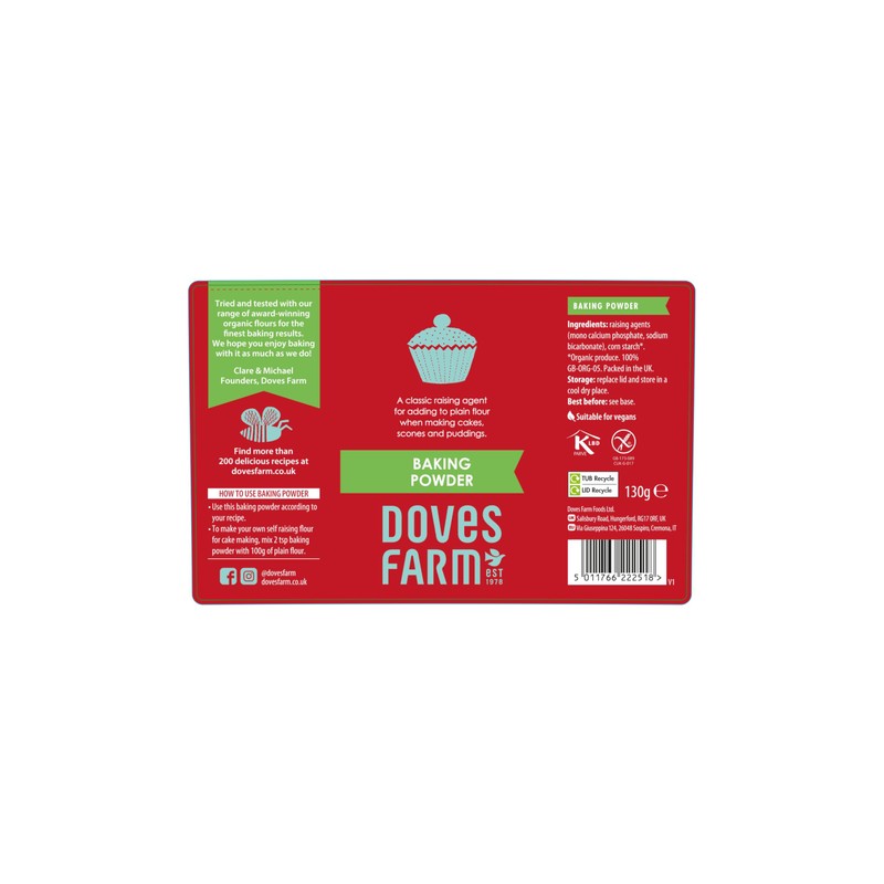 Doves Farm Baking Powder 130g (Pack of 5)