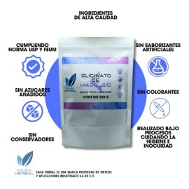 Glicinato Magnesio 100 Puro Bolsa 250g Saisa Herbal Sabor Natural