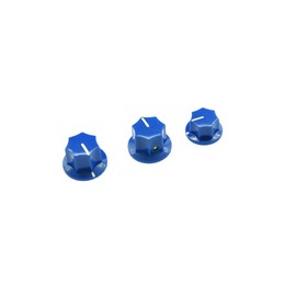 KIAISH Set of 3 Blue Brass Insert USA Spec 1/4" Large and Small Knobs Bass Knobs for Jazz J Bass