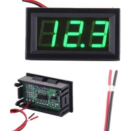 Wave 2 Pcs Voltmeter DC Voltage Panel 0.56″ LED Display DC Voltmeter Reverse Contact Protection Measuring Range DC4.5-30V (Green)