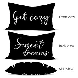 Rusenbao Black and White Throw Pillow Covers for Bed, Get Cozy Sweet Dreams 12x20 Inch Lumber Pillowcase Decor Bedroom