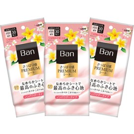 Ban Premium Sheet with a Refreshing Feel, Powder Free, Fresh Floral Scent, 30 Sheets x 3 Packs