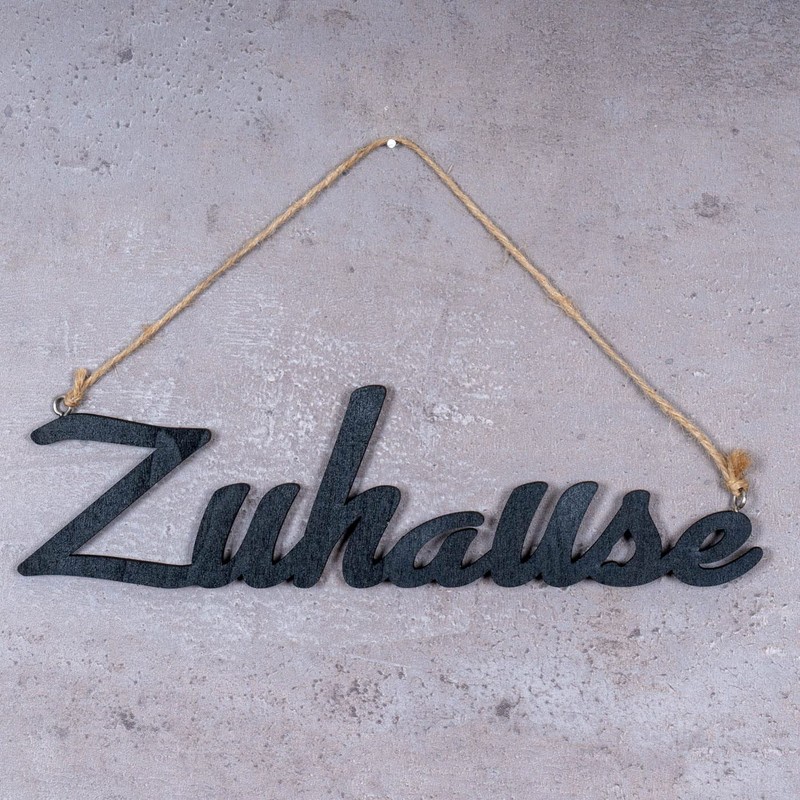 Lettering "Zuhause L45 cm Black Wooden Door Sign Home Hanging