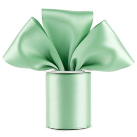 DINDOSAL Sage Ribbon 3 Inch Double Faced Satin Ribbon Thick Sage Green Silk Ribbon for Wedding Decor, Chair Sash, Gift Wrapping, Party Favor, Flower Arrangement, Craft Supplies, Bows - 10Yards