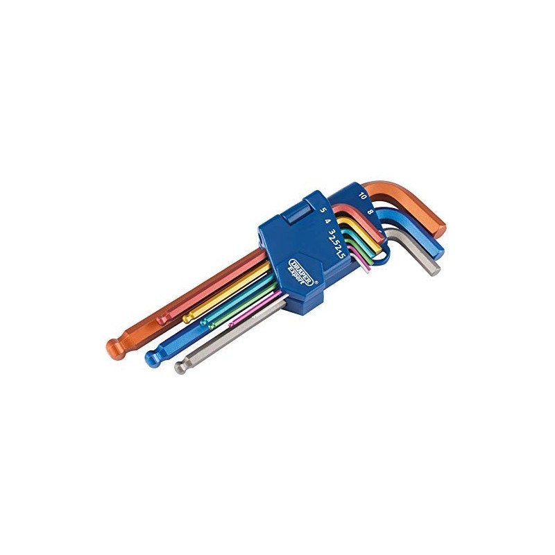 Draper 22203 Ball End Metric Allan/Hex Key Set, 1.5mm-10mm, Multicolor,