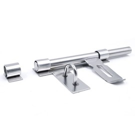CENPEK 8" Sliding Lock Gate Latch Screw Security Door Lock Heavy Duty Steel Cylinder Bolt with Padlock Hole, 304 Stainless Steel, Brushed