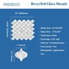 Recycled Glass Mosaic Tile: Arabesque Lantern Pattern, Carrara Marble Look,