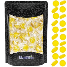 Sugar-Free Premium Hard Candy Suckers, Mini Fruit Button Candies, Kosher Certified Parve, Uses Sorbitol, Low-Sodium, Individually Wrapped (Lemon, 8oz (Half-Pound) 75 Pcs)