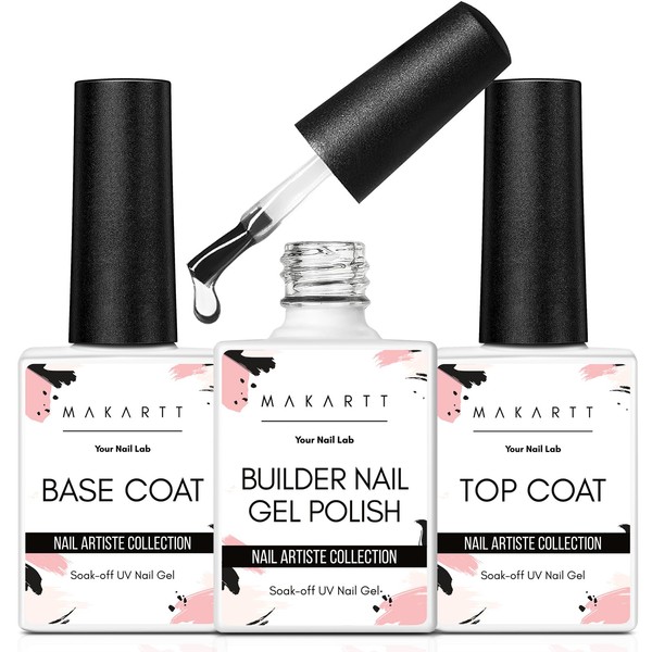 Makartt Makartt 3Pcs Builder Nail Gel with Top and Base