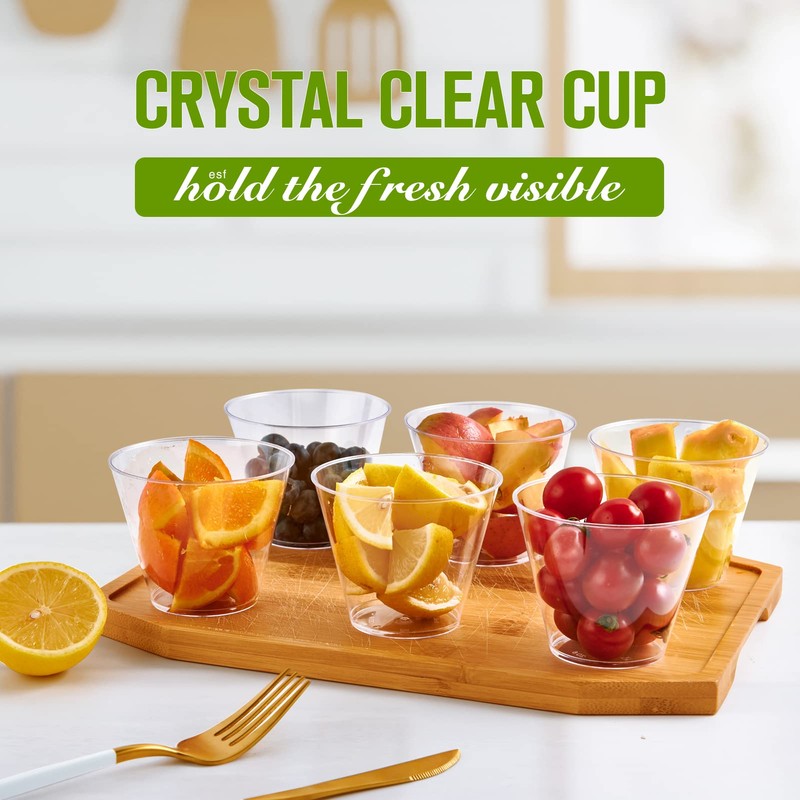 JollyPack 300 Pack Clear Plastic Cups 9 OZ Disposable Heavy-duty