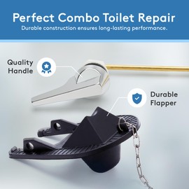 RAVINE Universal Front Mount Chrome Toilet Handle Replacement Kit with 2 Inch Toilet Flapper Replacement - Easy Install Toilet Repair Parts, Fits Most Toilet Tanks