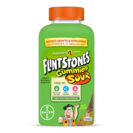 Flintstones Sour Gummy Vitamins For Kids, Kids Multivitamin Gummies with Vitamins C, B6, B12, A & Vitamin D, Support Kids Growth and Development, 180 Count