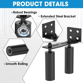 YogePote Heavy Duty Slide Gate Roller Guide with Steel L Rear Post Bracket, Adjustable Nylon Roller Guide, Rolling Gate Hardware kit for Sliding Door, Rolling Door, Wood Door (Black-1pc, 6in)