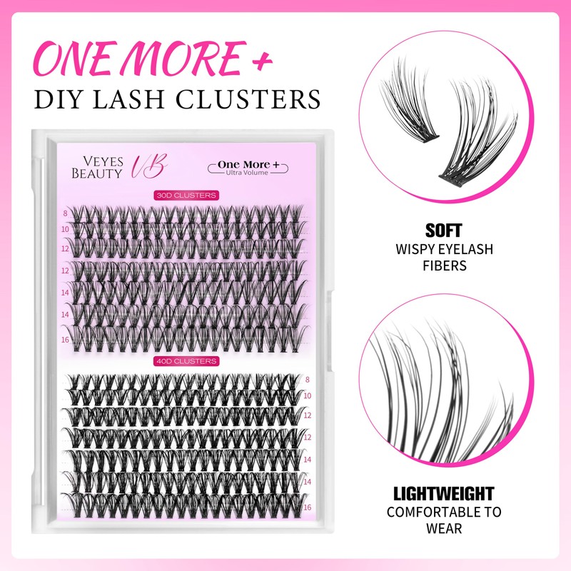 VEYESBEAUTY Lash Clusters Eyelashes Cluster Lashes Extensions One More+ Multi-type