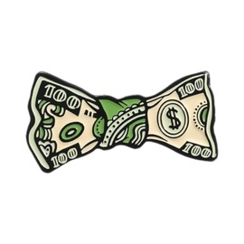 Herxion Funny Pins for Backpacks, Dollar Bow Tie Enamel Lapel Pin for Men, Women, Girls, Boys. Money Hip Hop Durable Hat Pins For Lanyard, Bags, Caps, Clothes, Backpack.