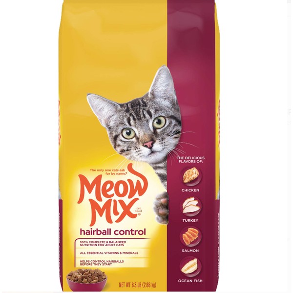 Meow Mix Hairball Control Dry Cat Food, 6.3 Pound Bag