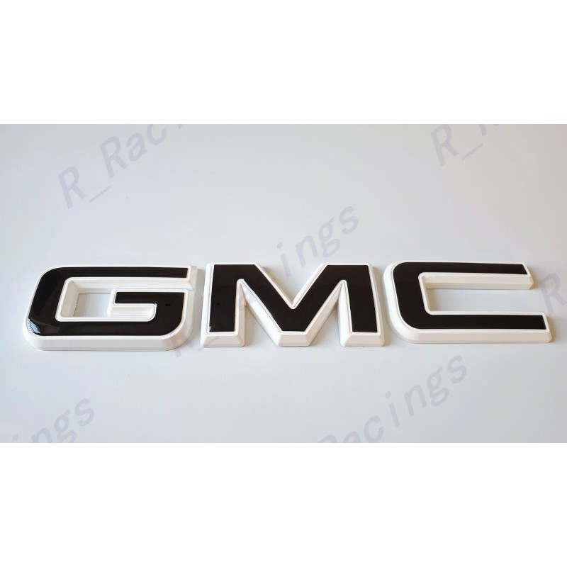 Auto Front GMC White Black Emblem Overlay 2019-2025 GMC Sierra