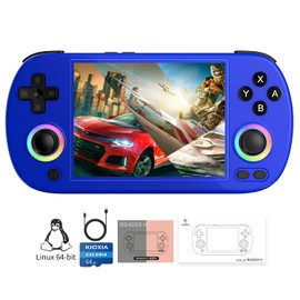 RG40XX H Retro Handheld Game Consoles RG40XXH Retro Gaming Console 64 TF Card Preloaded Games 5000+ Portable Gaming Console Linux 64-bit System 4.0'' IPS Screen WiFi Bluetooth HD and TV Output Blue