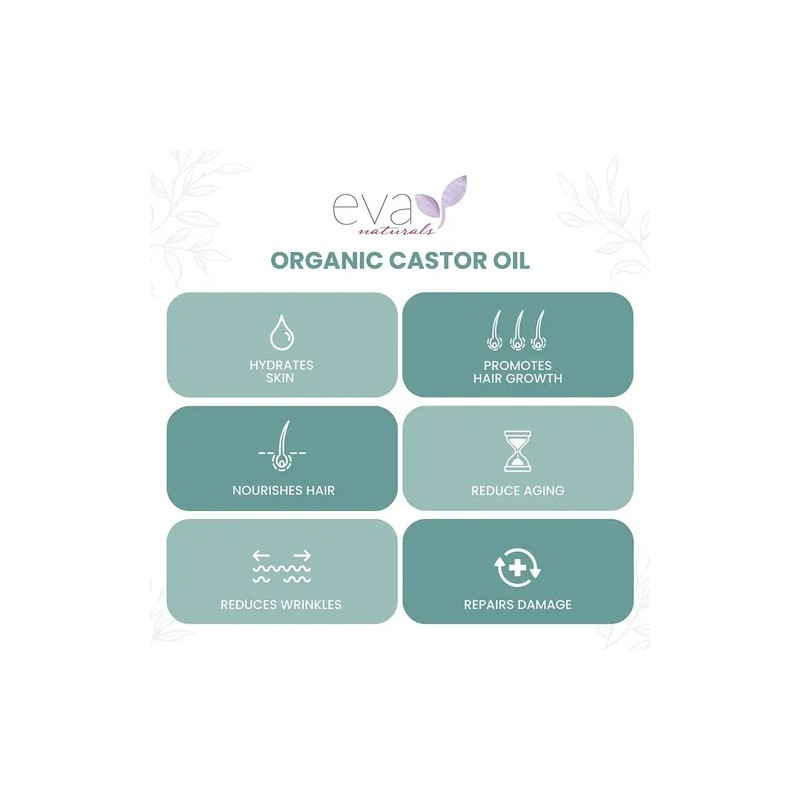 Aceite de Ricino Eva Naturals 100 Orgánico Puro 60ml Cuidado
