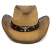 Straw Cowboy Hat Western Style Classic Cowgirl Hat, Dark Brown,