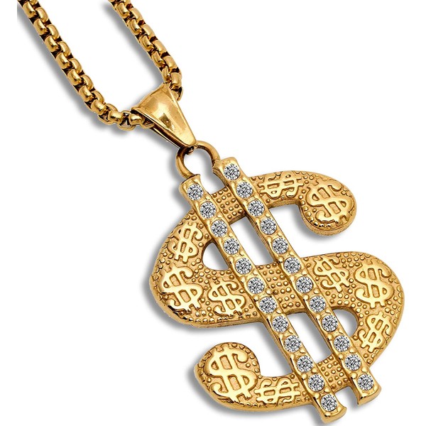 HUITIAN INTL Dollar sign necklace, rap chain, hip-hop chain, dollar