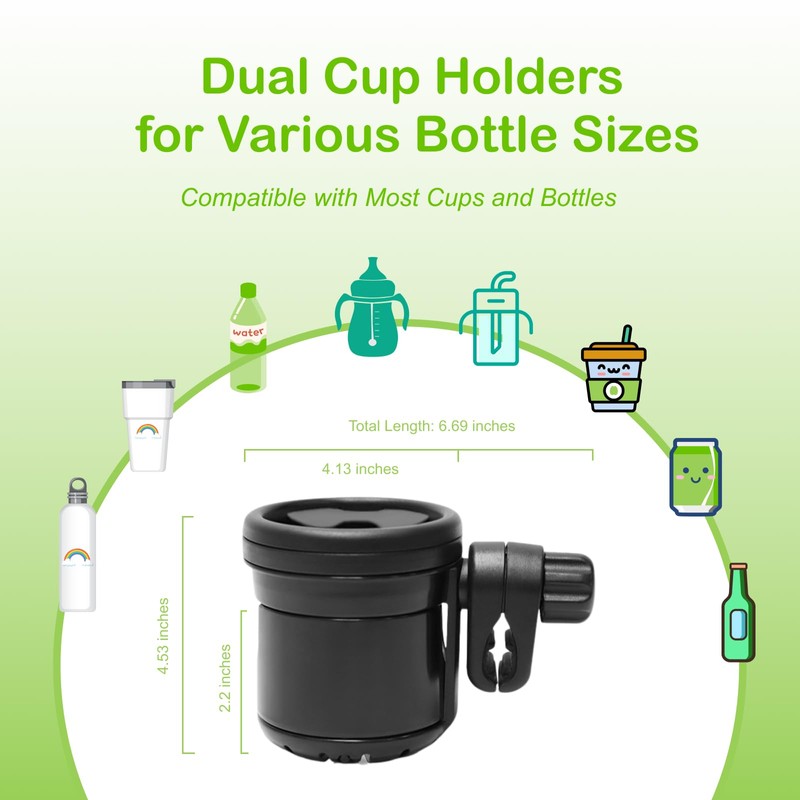 Lusinus Stroller Cup Holder Compatible with YOYO/YOYO2/YOYO3 – 2-in-1 Adjustable