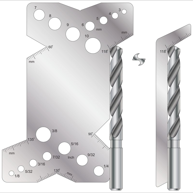 HARFINGTON 2pcs Drill Bit Angle Gauges 60°-160° Drill Sharpening Gauge
