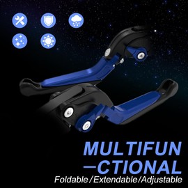 Mantt Adjustable Brake Clutch Lever Set Fit for DR650 2009 2008 2007-1994 DR 650 Motorcycle Clutch Brake Lever (Blue)