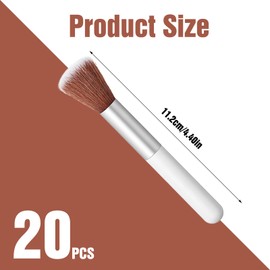 20 PCS Fluffy Beauty Makeup Brushes Bulk, Soft Disposable Makeup Brushes with Comfort Handle, Portable Face Blush Foundation Brush Powder Eyebrow Travel Brush for All Face Makeups (White)
