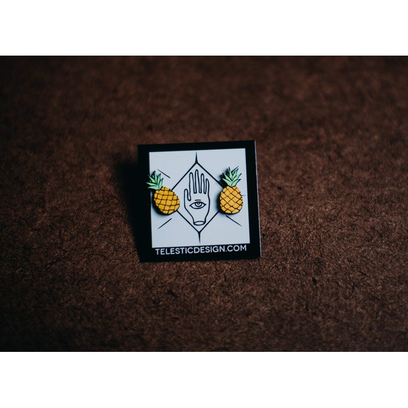 Cute Pineapple Stud Earrings | Tiny Fruit Handmade Post Earrings