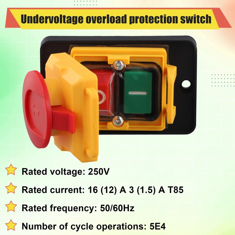 Comphic KJD12 16A 250V Electromagnetic Switch with Magnetic Button Undervoltage