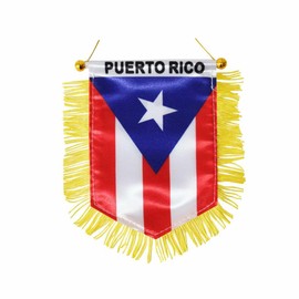Puerto Rico Hanging Flag with Suction Cup Double Sided Mini 4x6 Inch Puerto Rican Banner Decorations for Car Home Wall Door Window